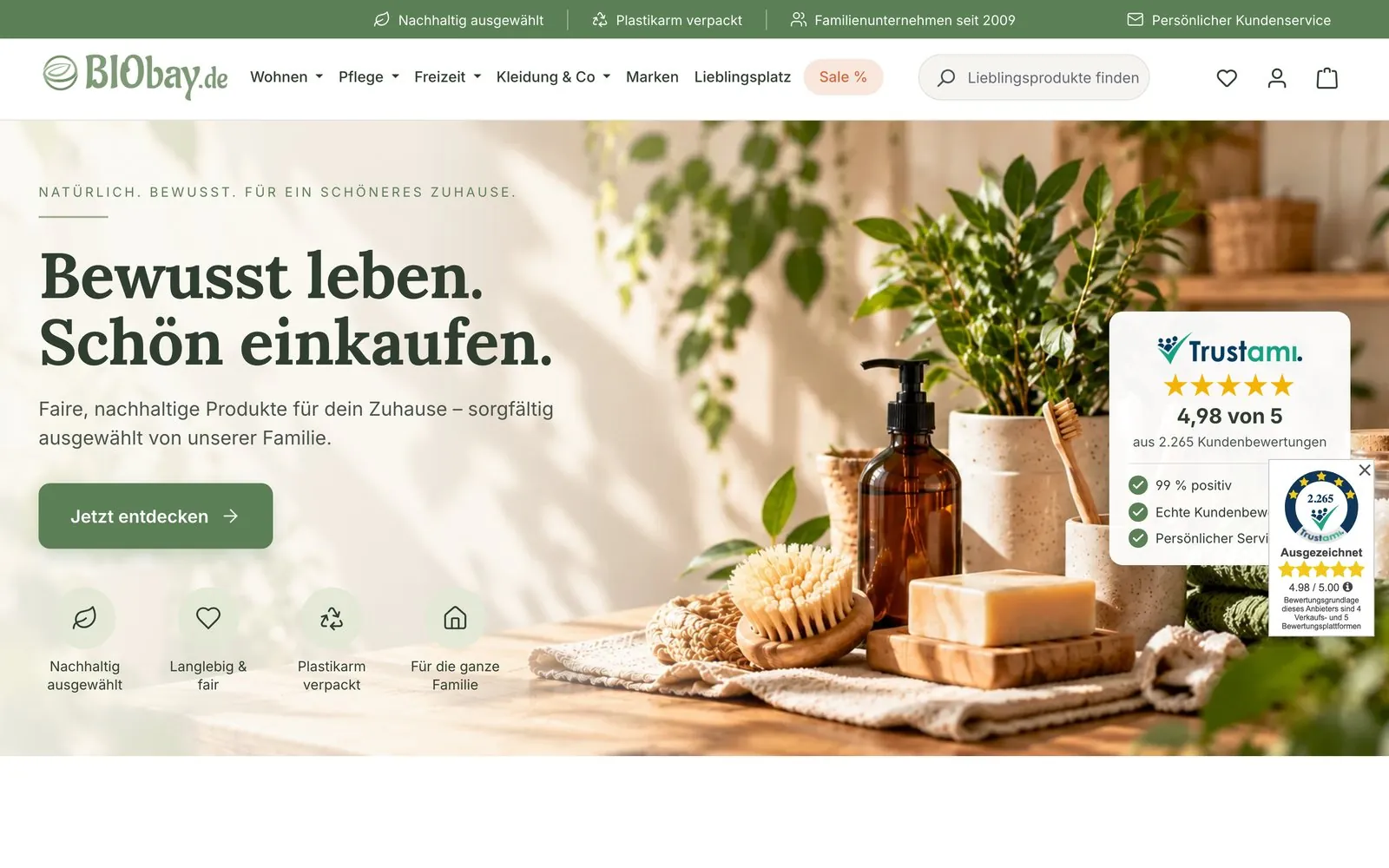 Startseite von biobay.de nach der Theme-Überarbeitung